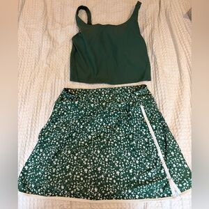 Old Navy Green Crop Tank and Green Floral Skort Set